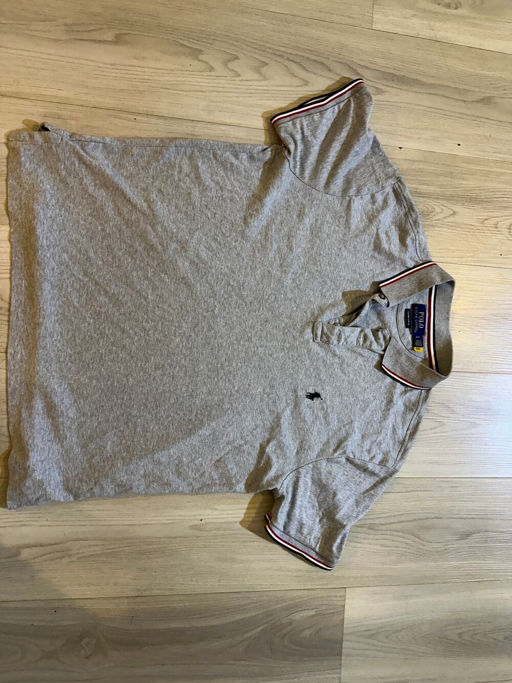Polo Ralph Lauren Custom Slim Fit Polo Shirt Large L Grey Tipped Collar